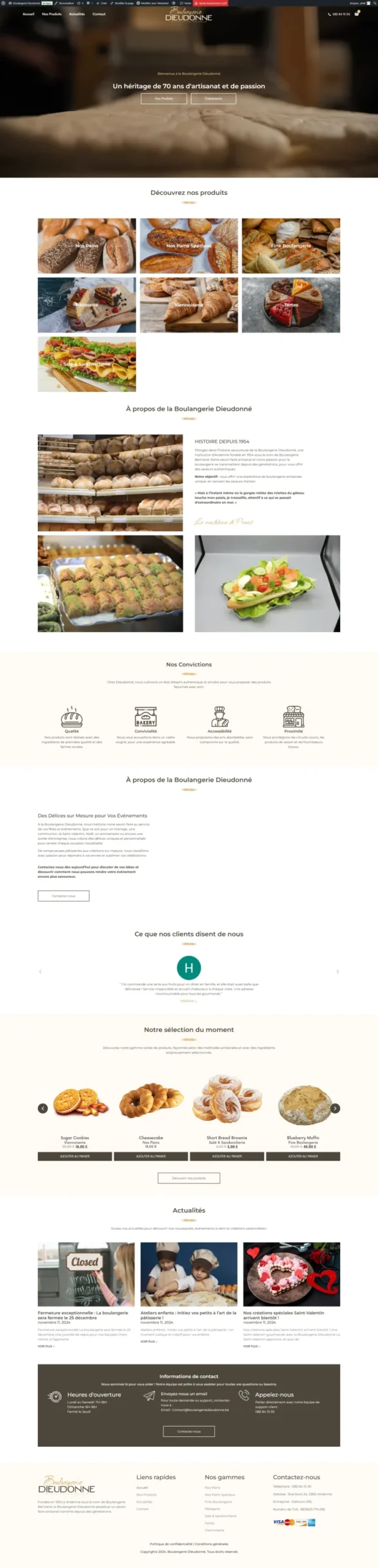 Capture du site web boulangeriedieudonne.be réalisé par Bilal Cherradi, concepteur web à Tanger.