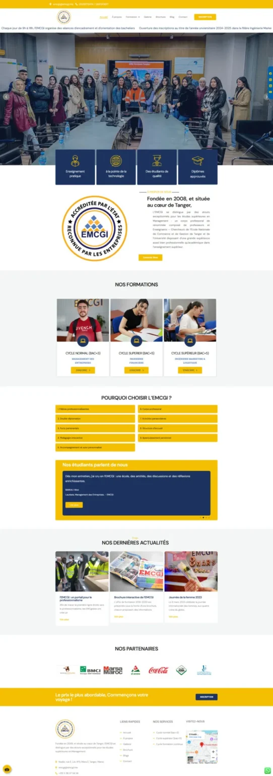 Capture du site web emcgi.ma réalisé par Bilal Cherradi, concepteur web à Tanger.