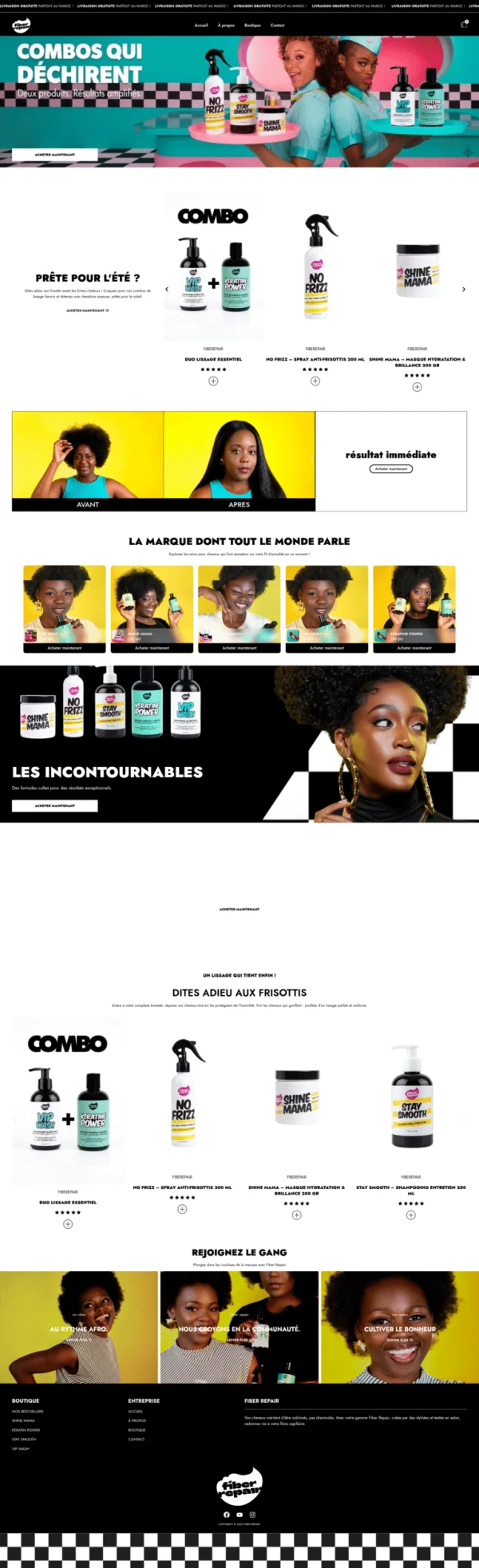 Capture du site web fiberepair.com réalisé par Bilal Cherradi, concepteur web à Tanger.