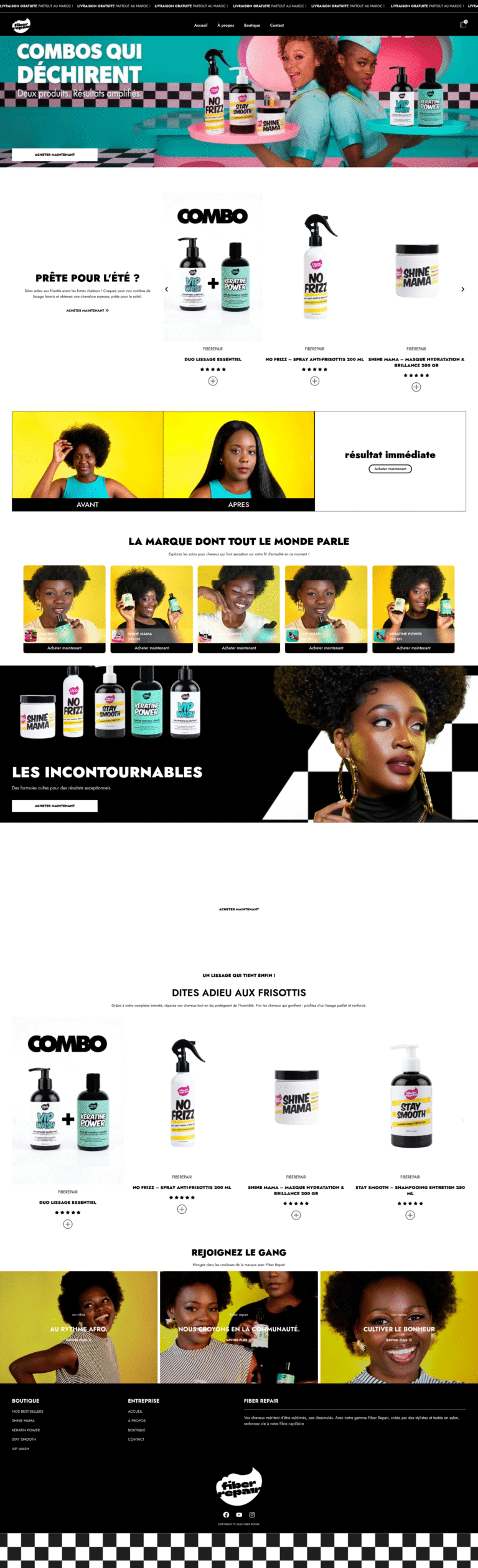 Capture du site web fiberepair.com réalisé par Bilal Cherradi, concepteur web à Tanger.