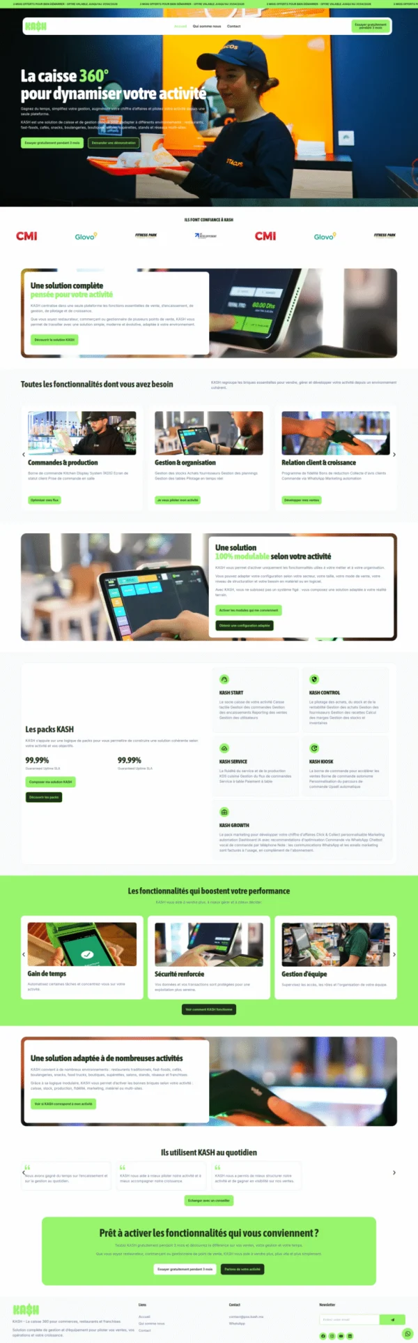 Capture du site web kash.ma réalisé par Bilal Cherradi, concepteur web à Tanger.