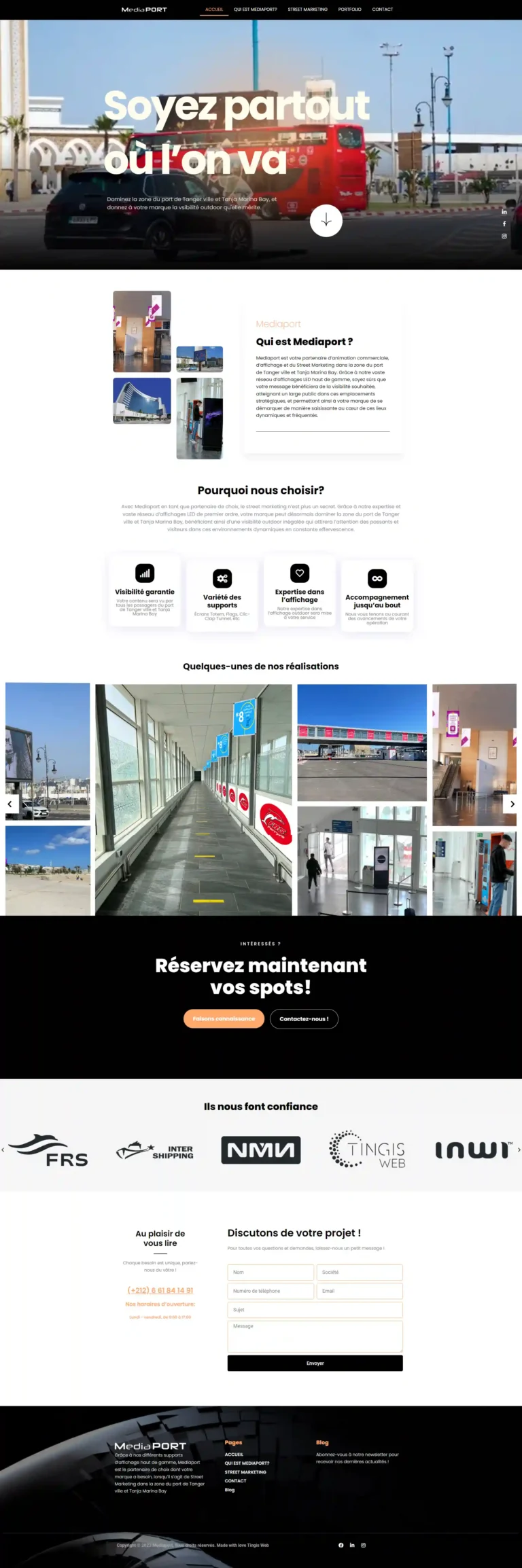 Capture du site web mediaport.ma réalisé par Bilal Cherradi, concepteur web à Tanger.