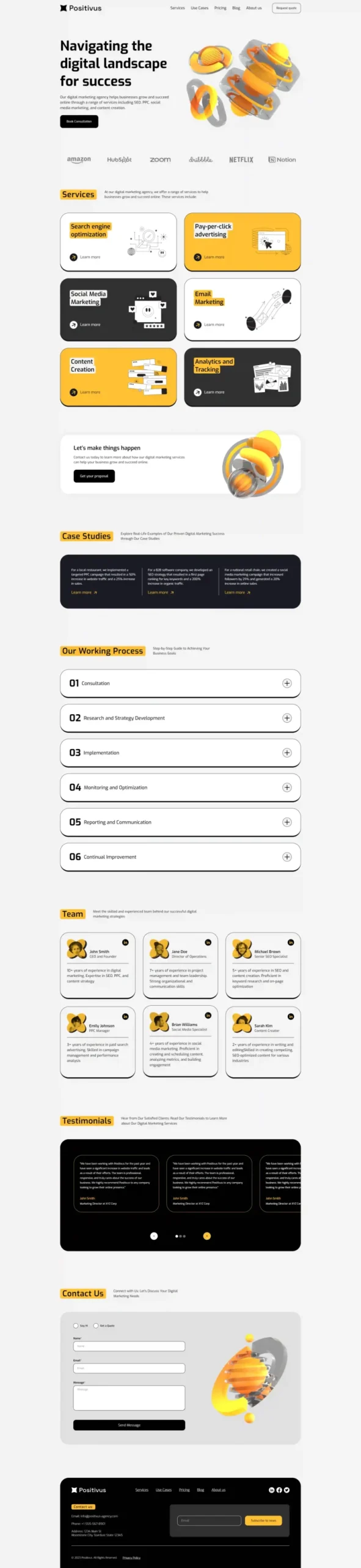 Capture du site web positivus-agency.webflow.io réalisé par Bilal Cherradi, concepteur web à Tanger.