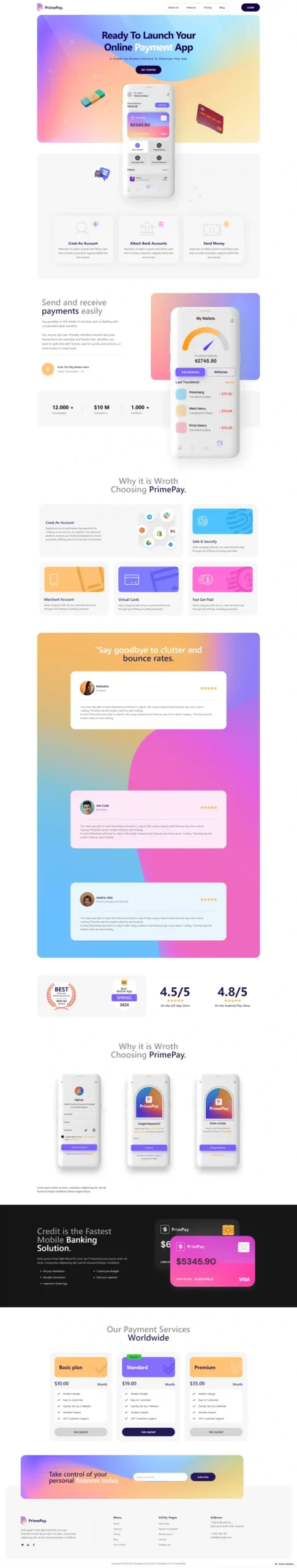 Capture du site web primepay.webflow.io réalisé par Bilal Cherradi, concepteur web à Tanger.