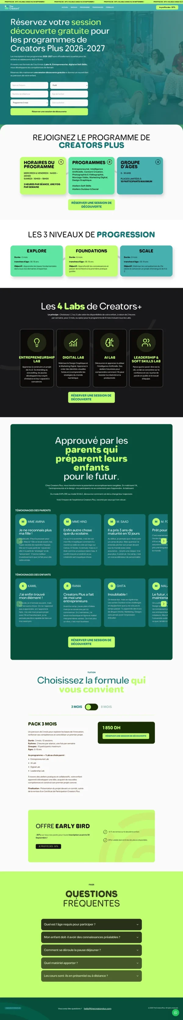 Capture de l’application web Creators Plus réalisée par Bilal Cherradi, développeur web à Tanger.