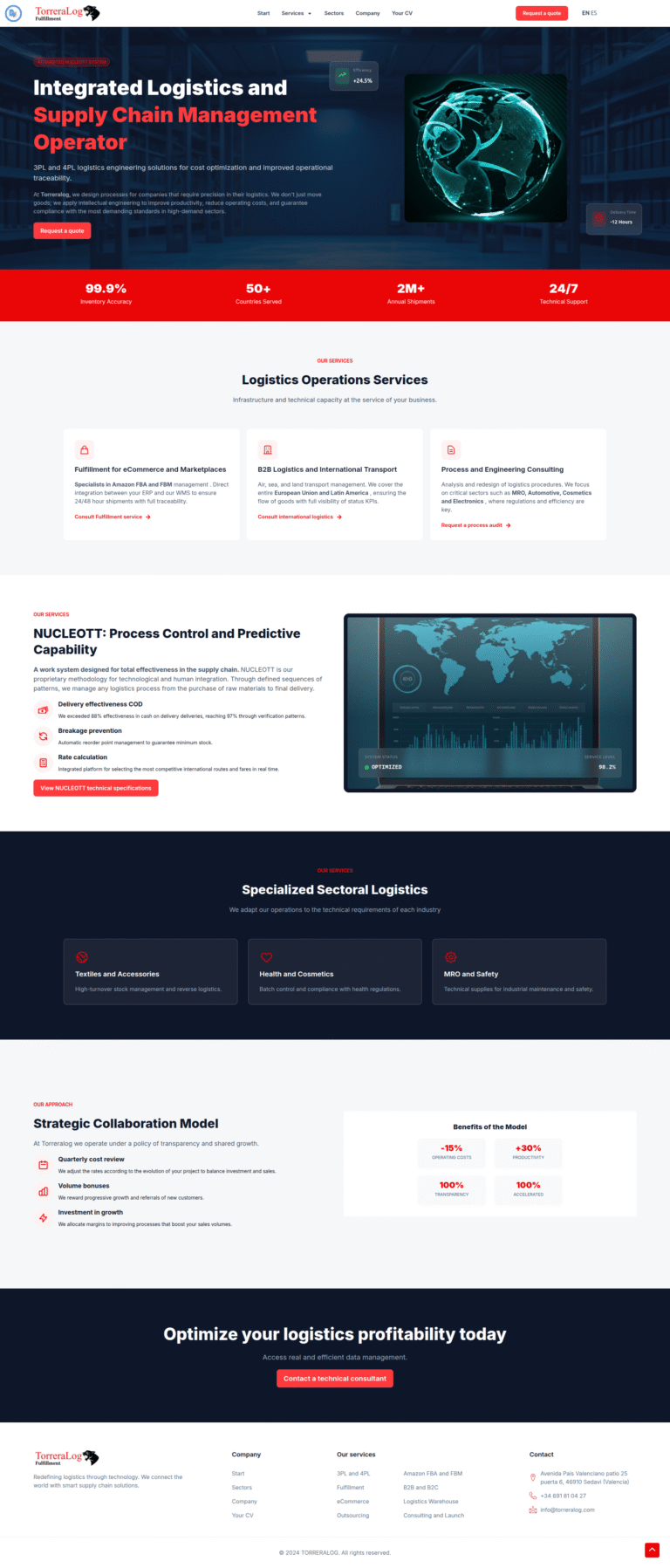 Capture du site web torreralog.com réalisé par Bilal Cherradi, concepteur web à Tanger.
